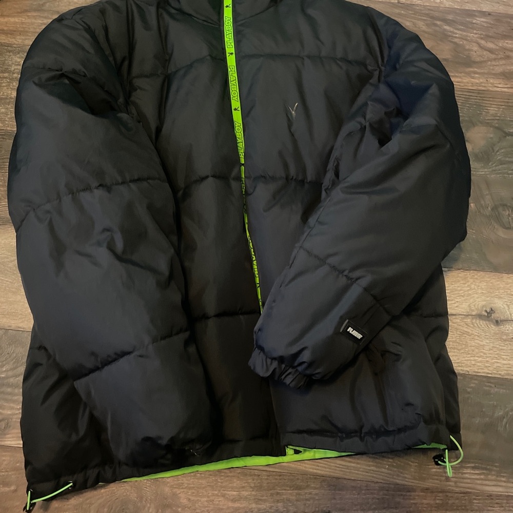 Men's Black X Playboy Reversible Puffer Jacket